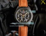 Copy Tudor Fastrider Black Shield Watch Black Textured Dial Brown Leather